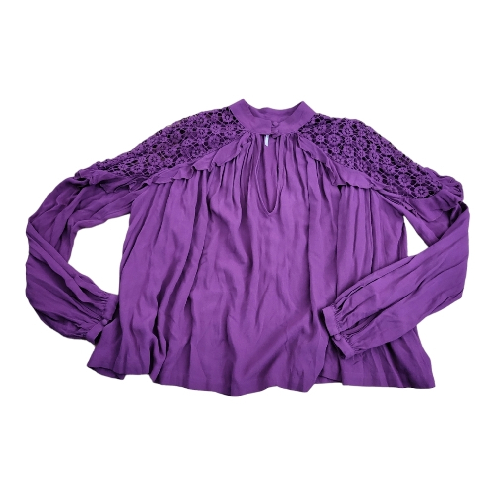 Free people crochet lace‎ peekaboo shoulder top